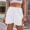 Europeu e Americano Exportação Transfronteiriça Amazon Novo Cordão Elástico Casual Cintura Alta Wish Shorts Jeans Desfiados para Mulheres Trendy