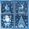 Decoraciones navideñas, nieve y hielo cálidos de invierno, renos, pegatinas de vidrio de Santa Claus, muñeco de nieve, pegatinas electrostáticas de árbol de Navidad