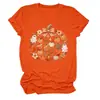 Amazon eBay sitio independiente moda personalizada mujer cuadros estampado leopardo lazo calabaza cuello redondo manga corta camiseta