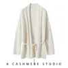 Cárdigan de Tricô Casual Solto Feminino da Moda 100% Caxemira Pura Outono e Inverno Novo Casaco Xale Preguiçoso