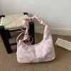 2026 Bolsa de Axila com Estampa de Laço Xadrez Feminina Plissada com Cordão de Ajuste de Mão/Ombro Fashion Versátil Fresca Romântica