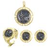 Joyería de Plata Esterlina S925 Europea y Americana para Mujer Joyería de Estilo Étnico Juego de Tres Piezas Colgante Aretes Anillo Accesorios de Alta Gama