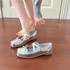 Zapatos de Ballet Plateados con Correas Cruzadas, Boca Baja, Suela Plana, Zapatos Mary Jane para Mujer Primavera/Verano 2026, Zapatos de Tacón Bajo con Boca Baja Transfronterizos