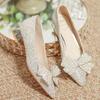 Zapatos de tacón alto para mujer 2023 nuevo estilo francés niña tacón grueso puntiagudo pedrería Diamante completo estilo Hada zapatos de tacón grueso
