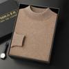 Suéter de cachemira de cuello alto medio para hombre, suéter de cachemira 100% pura, otoño e invierno, camisa gruesa sin costuras, cálida