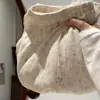 Nova Chegada de Outono! Desenho Fofo 100% Algodão Musseline Dupla Gola de Renda Manga Longa Calça Longa Conjunto para Casa Pode Ser Usado ao Ar Livre