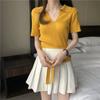 Tejidos de Punto de Primavera y Verano para Mujer 2025 Nuevas Camisetas Cortas de Fondo con Cuello en V Slim Casual de Manga Corta Tops Chic de Estilo Coreano