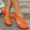 Comercio exterior 2026 primavera/verano sandalias de mujer estilo coreano con tiras cruzadas, puntera abierta, tacón bajo, cuero suave, casual, planas, sin cordones, para uso en exteriores