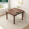 Juego de mesa y sillas de comedor con patas de madera maciza, diseño cuadrado moderno, estilo simple para salas de estar pequeñas, mesa cuadrada pequeña para uso doméstico