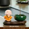 Estufa de Incienso Zen Monje Pequeño Huiyuan Hogareña Interior Desodorante Estufa de Sándalo Humo de Incienso Adornos de Mesa de Té Asiento para Insertar Incienso
