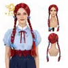 Accesorios de actuación de personajes de Halloween de venta caliente transfronterizos: peluca roja de doble trenza con cintas, directo de fábrica