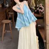 Nuevo Conjunto de Moda Estilo Coreano, Camisola de Nicho para Reducir la Edad para Mujeres, Conjunto de Dos Piezas de Pantalones Anchos Sueltos de Cintura Alta para Verano