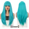 Peruca europeia e americana de cabelo longo e liso com franja, fibra fosca de alta temperatura, popular entre celebridades da internet, cosplay feminino, venda direta da fábrica