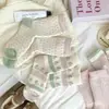 Calcetines Verdes Nuevos para Mujer con Encaje Fresco, Estilo Dulce Ins, Estilo Universitario Versátil, Calcetines Gruesos de Lana Cálidos para Otoño e Invierno