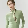Suéter de punto base para mujer, de primera línea, listo para usar, sin costuras, 100% cachemira pura, cuello semi-alto, acanalado, corte ajustado, adelgazante