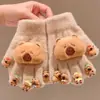 Luvas de Capivara para Meninas, Luvas Infantis Quentes e Resistentes ao Gelo com Desenhos para Alunos do Ensino Fundamental, Luvas de Cinco Dedos para Meninos e Bebês, Luvas Espessas com Dedos Separados