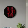 Reloj de Pared LED Simple de 10 Pulgadas para Sala de Estar, Reloj Electrónico Multifuncional, Reloj Despertador Silencioso con Temperatura y Humedad y Calendario Lunar 6630