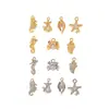 Material de accesorios de joyería semiacabados metal incrustado circonita animal marino colgante diy collar pulsera aretes colgante