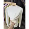 Suéter de punto de color liso suave y sencillo con cuello medio alto para mujer, Novedades de otoño, Top básico casual cálido de corte ajustado como capa base
