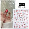 Nuevas pegatinas para uñas de pintura al óleo estilo chino 2024 Nueva Moda Nacional frijol rojo bambú tinta bambú decoraciones adhesivas para uñas