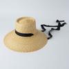 Moda Retro Nueva de Primavera y Verano Europea y Americana Sombrero de Paja Tipo Maceta de Borde Ancho con Correa Protección Solar para Exteriores