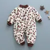 Mono de bebé de dibujos animados engrosado, nuevo estilo para bebé, manga larga, otoño e invierno, franela, versátil, elegante, suave y lindo