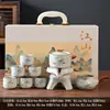 Paisaje de pintura a tinta juego de té automático, tetera y taza de té de cerámica kung fu para preparar té, un gadget conveniente para hacer té, regalo