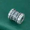 Plata Pura 999 Cuentas Espaciadoras Grandes con Mantra de Seis Caracteres Cuentas Barril Tubo Recto Pulsera de Cuerda Trenzada Hecha a Mano DIY Collar Joyería de Plata con Cuentas