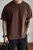 Camiseta Pesada Solta Estilo Americano para Homens, Versão Casual para o Dia a Dia, Cor Sólida de Manga Curta, Workwear Vintage, Camiseta Básica Versátil, Manga Curta