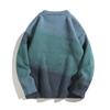 Suéter de Punto con Combinación de Colores Degradados para Hombre, Holgado, Cuello Redondo, Suéter Interior, Otoño e Invierno, Moda, Estilo Americano, Estilo Relajado, Top Cálido