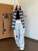 Pantalones Deportivos de Chándal Casuales de Pierna Ancha Hip-Hop con Letra Corazón Originales Hechos en Casa de Verano 2025 para Hombres y Mujeres