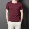 Roupas masculinas de verão Temporada Estilo coreano Slim Fit Masculino Cor sólida Camiseta de manga curta Plus Fat plus size Moda Bonita Gola redonda Camiseta de meia manga