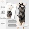 Nova lingerie sexy sexy gota d'água fivela oca pingente renda cintura alta fenda estilo antigo uniforme cheongsam
