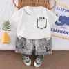 Roupas Infantis Conjunto de Verão para Meninos 2026 Novo Estilo Conjunto Casual de Duas Peças de Manga Curta para Bebês Roupas de Bebê Atacado