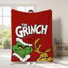 Manta Popular de Cuatro Estaciones Transfronteriza de Comercio Exterior Verde Navideño Peluda Grinch Manta de Franela Manta para Siesta con Aire Acondicionado