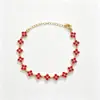 Pulseras de flor de acero de titanio con incrustaciones de diamantes, las más vendidas en Europa y América, accesorios de lujo ligero de nicho, cadenas para la clavícula, pulseras de trébol de cuatro hojas, venta al por mayor desde el fabricante