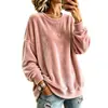 Europeu e Americano 2026 Novo Outono/Inverno Feminino Manga Longa Cor Lisa Casual Gola Redonda Moletom de Veludo Top Mais Vendido Bestseller