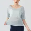 Camiseta de Manga Curta com Decote Redondo para Yoga Feminino, Solta, Simples, Versátil, Casual, para Primavera e Verão, Pilates, Fitness, Roupa de Yoga para Mulheres