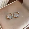 Brincos ovais com zircônia banhados a ouro 14k real, luxo leve, alta qualidade, fechos de orelha modernos e requintados, brincos versáteis de nicho