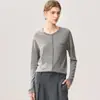 Nuevo Abrigo Cardigan de Punto Redondo 100% Lana Otoño/Invierno 2026 Color Sólido con Bolsillos Dobladillo Enrollado Suéter de Lana Holgado para Mujer
