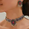 Moda Europea y Americana Retro Mediano Dongfeng Diamante Brillante Brote Cayendo Espiga Temperamento Exagerado Collar de Mujer Pendientes Traje de Joyería para Mujer 1118