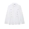 2026 Verano Nuevo Moda Callejera Femenina Europea y Americana Nudo de Cuerda Adornado Popelina Camisa de Manga Larga W03 7303