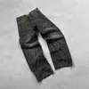 Marca de Tendencia Primavera y Otoño Jeans Rectos Holgados para Hombre Lavado a la Arena Retro Casual Pantalones de Mezclilla Overoles de Tendencia Callejera