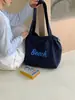 Bolso Nuevo Estilo Coreano con Estampado de Letras para Mujer, Bolso de Hombro de Nylon de Gran Capacidad, Bolso Tote Casual Versátil Portátil con Cordón
