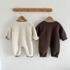 Mameluco para Bebé Otoño e Invierno 2025 Nuevo Terciopelo Bebé Niño y Niña Línea Shell Una Pieza Harem Moda Traje Largo para Gatear