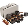 Set de Té Kung Fu de Viaje de Arena Púrpura Set Pequeño Bolsa Portátil Tetera Simple para el Hogar Regalo para Exteriores Logo