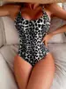 Novo Biquíni Maiô Sexy Colorido com Estampa de Leopardo Europeu e Americano Transpassado Costas Nuas Biquíni Maiô Amazon