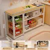 Estante Cocina Encimera de Piedra Sinterizada Tabla de Extensión Aparador Tabla de Cortar Mesa Estación de Trabajo Multifuncional con Cesta para Verduras Armario de Almacenamiento
