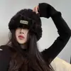 Gorro de Tricô Versátil Feminino de Inverno, Emagrecimento Facial, Quente, À Prova de Vento, À Prova de Frio, Pelúcia, Circunferência da Cabeça Grande, Chapéu para Frio