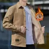 Camisas Cálidas de Otoño e Invierno para Hombre Camisas Gruesas con Forro Polar Pantalones Casuales con Múltiples Bolsillos de Solapa Chaquetas de Pana Sueltas de Talla Grande para Hombre